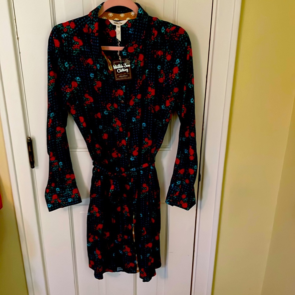 Matilda Jane Rose Floral Shirtdress, Medium with tags